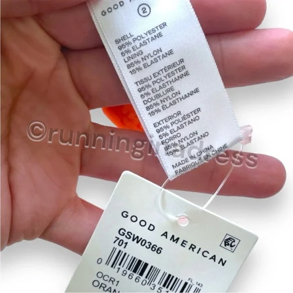 NWT Good American Jacquard Better Bandeau Bikini Top In Color Orange Cream - Picture 8 of 8